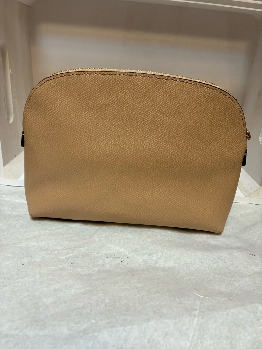 Coach Pebbled Leather Cosmetic Pouch in Tan